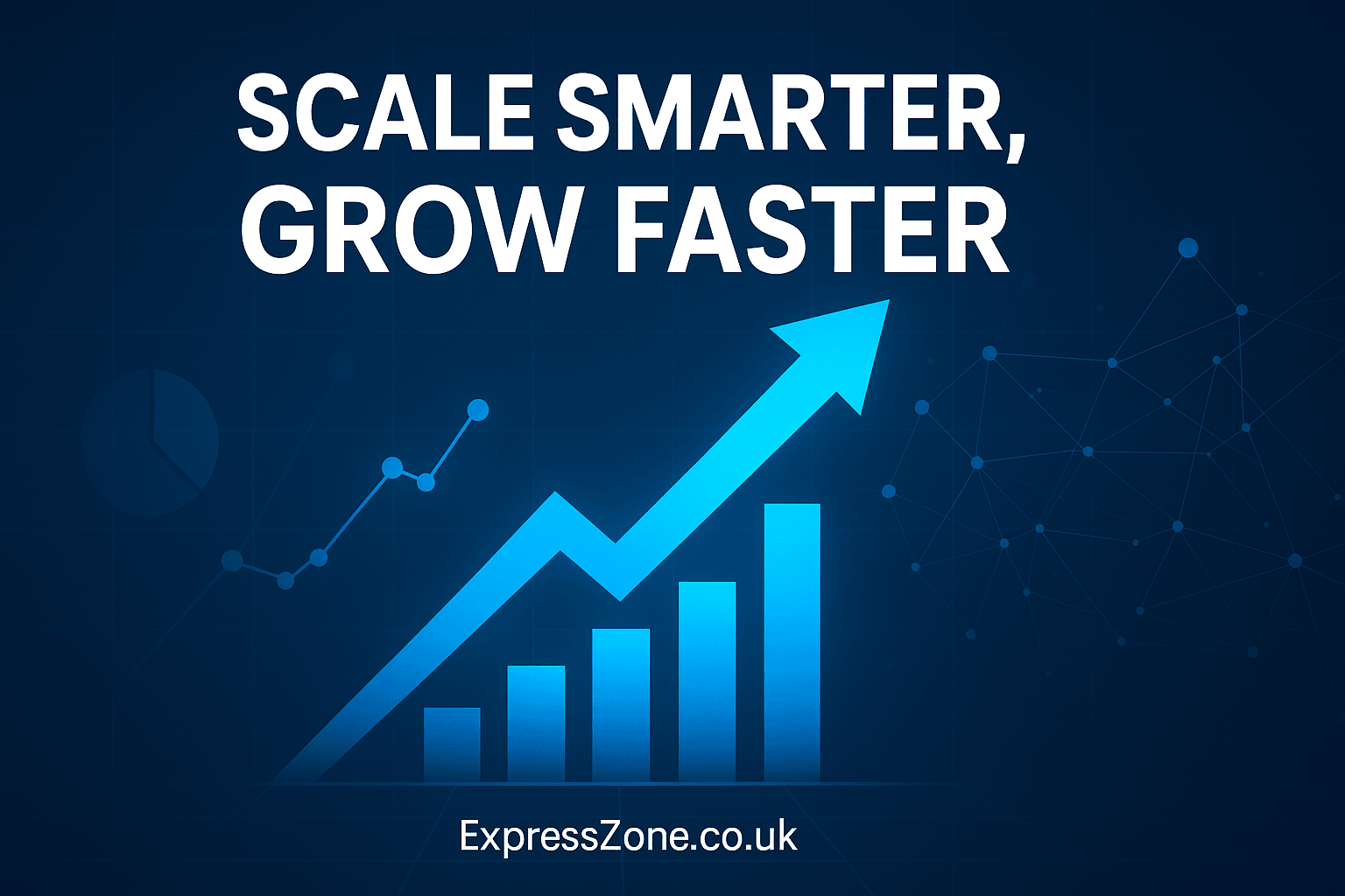 Bizhunet business growth framework with rising arrow and chart illustration