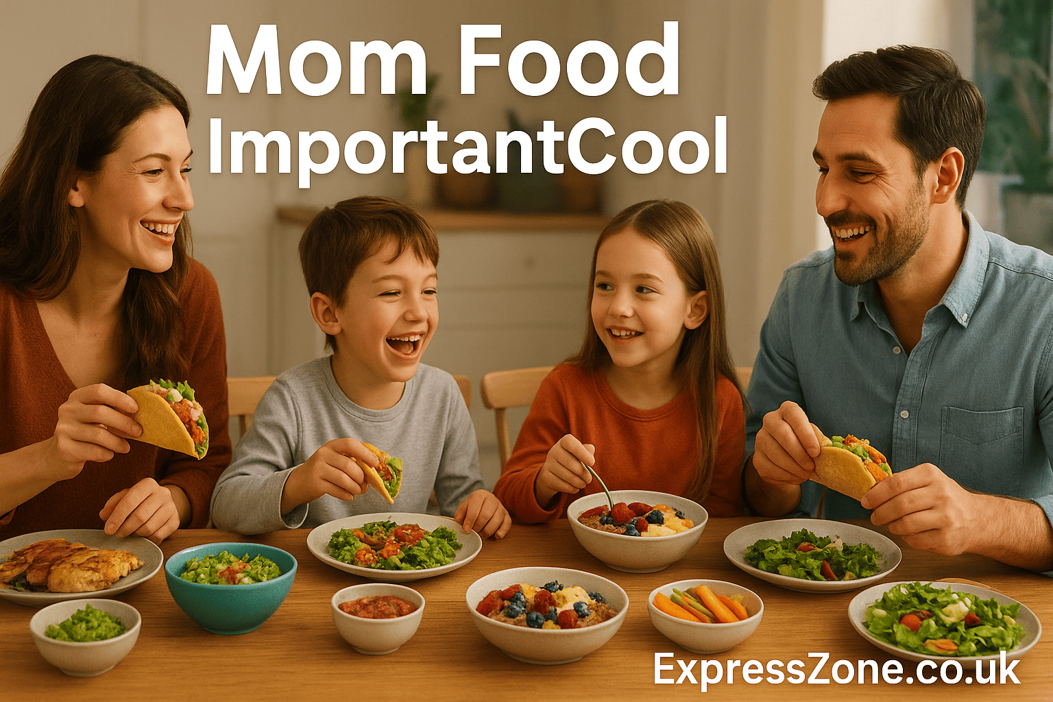 Happy family enjoying dinner together with healthy meals showcasing momfood importantcool lifestyle