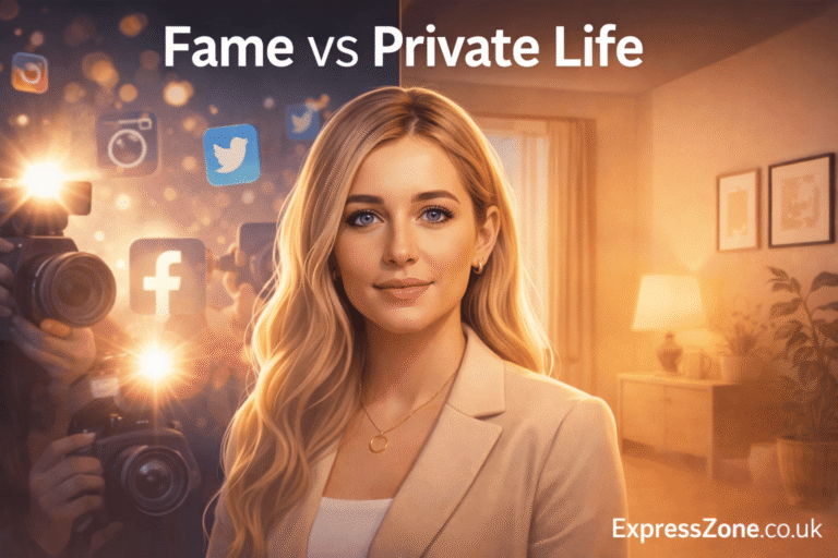 Digital illustration of Ruby Lowe showing contrast between her public fame and private life