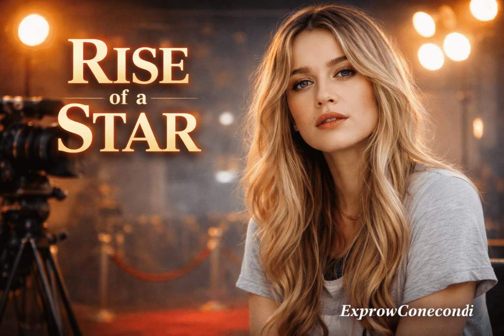 roan curtis cinematic portrait showing her rise as a young actress in a film set background