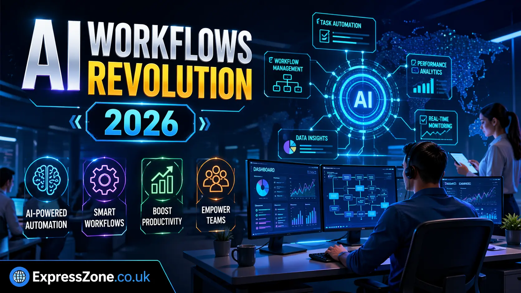 timewarp taskus AI-powered workflow management system dashboard with automation and real-time analytics in modern workplace